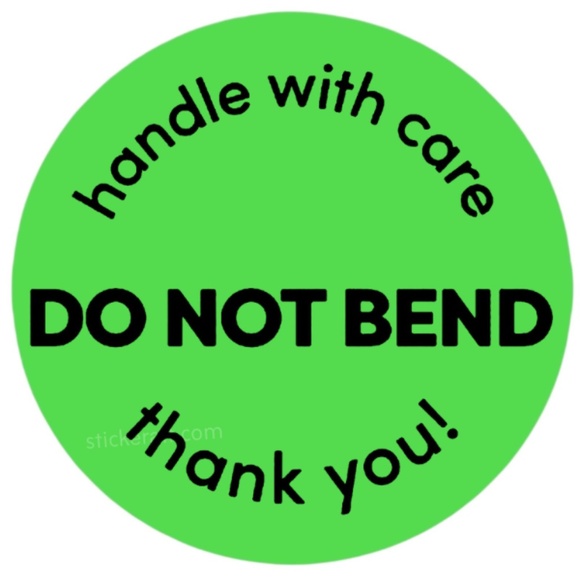 2” DO NOT BEND Orange Stickers - Handle With Care Shipping Labels - Picture 7 of 8
